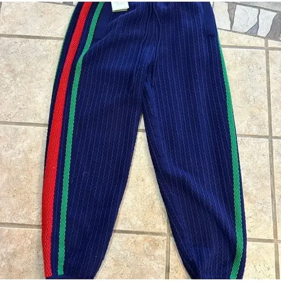 Men's Gucci web stripe 100% wool track pants size large made in Italy - Picture 3 of 10